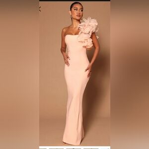 Elegant Peach One-Shoulder Dress Brand New